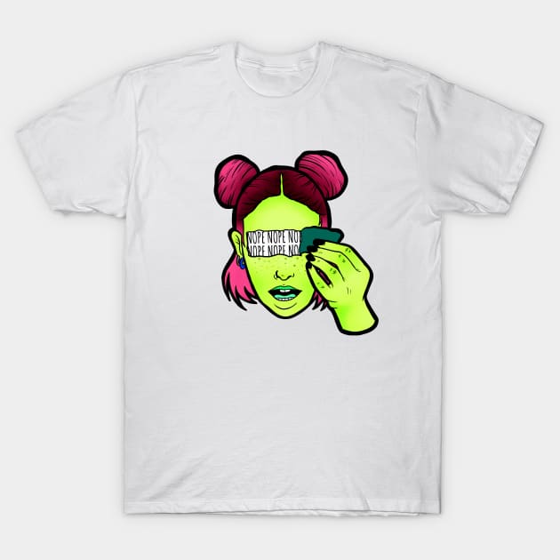 Trippy Nope Girl T-Shirt by ReclusiveCrafts